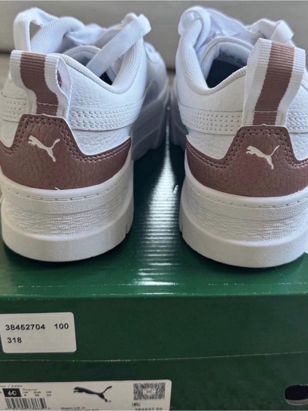 Puma Mayze Platform Sneakers, size 6C Junior, White-White-Rose Gold, Brand New - Picture 5 of 7